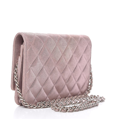 Chanel Iridescent Calfskin Quilted Wallet on Chain WOC Light Pink 3 of 12
