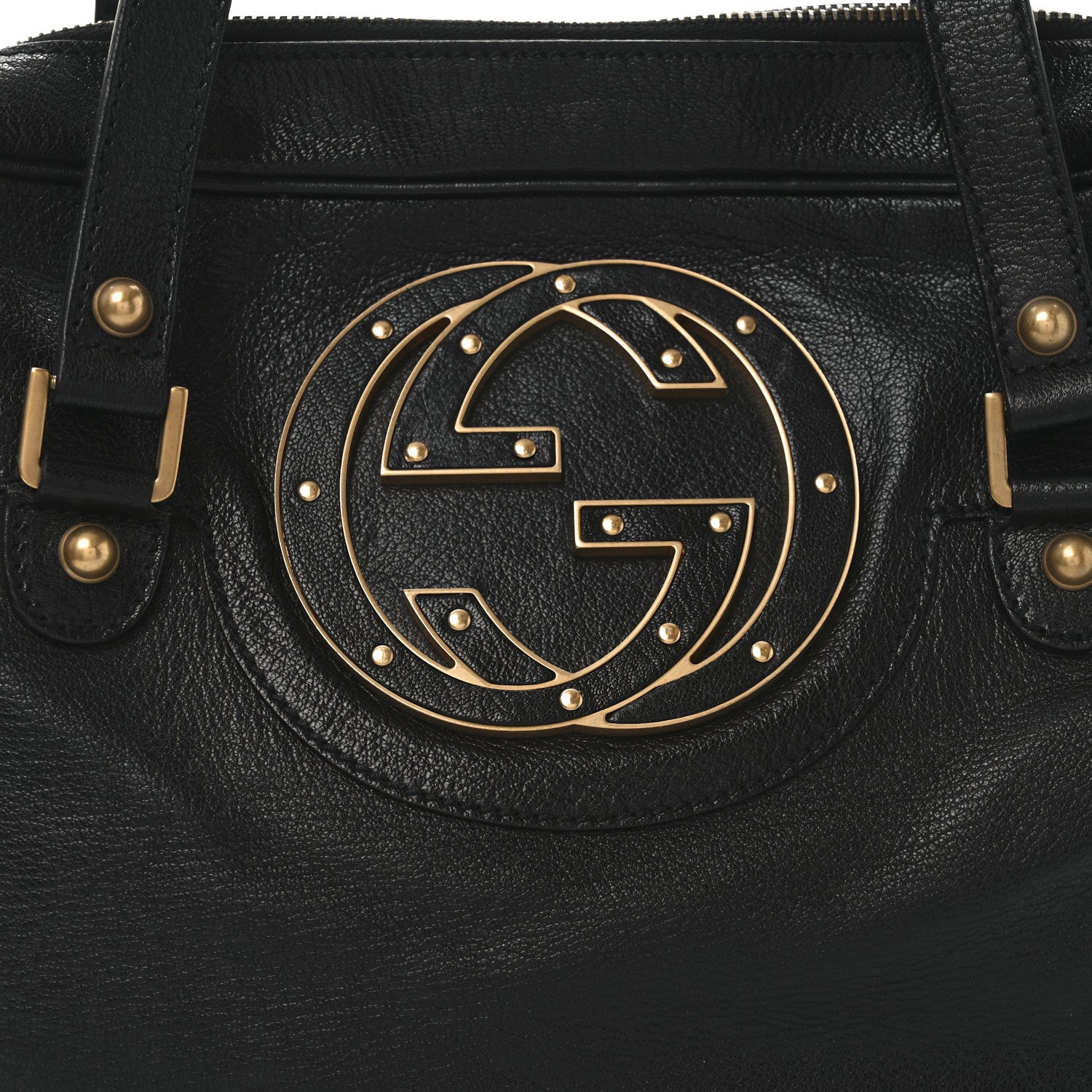 Gucci Pebbled Calfskin Blondie Studded Tote Black 8 of 10