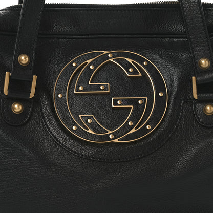 Gucci Pebbled Calfskin Blondie Studded Tote Black 8 of 10