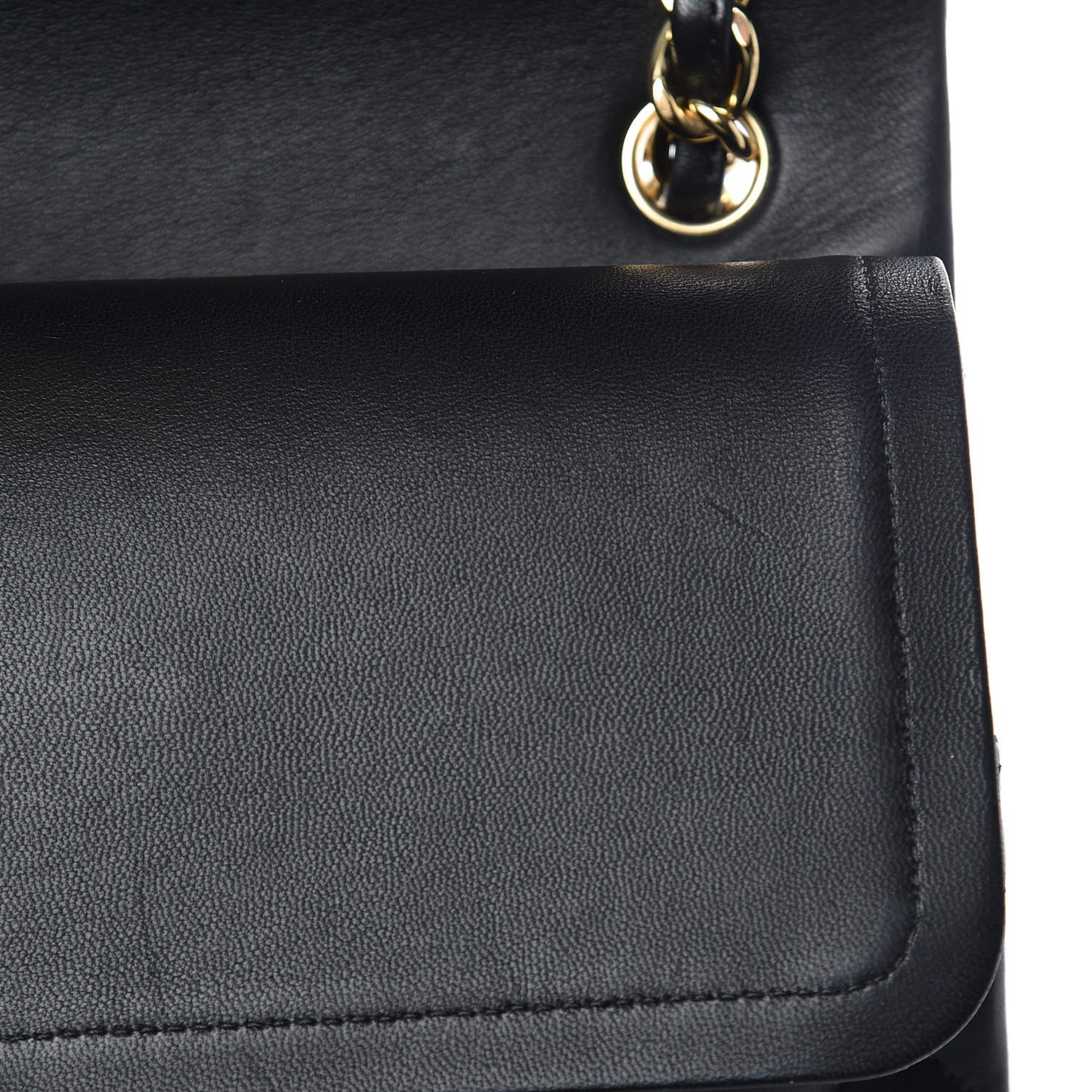 Lambskin Quilted Jumbo Double Flap Black