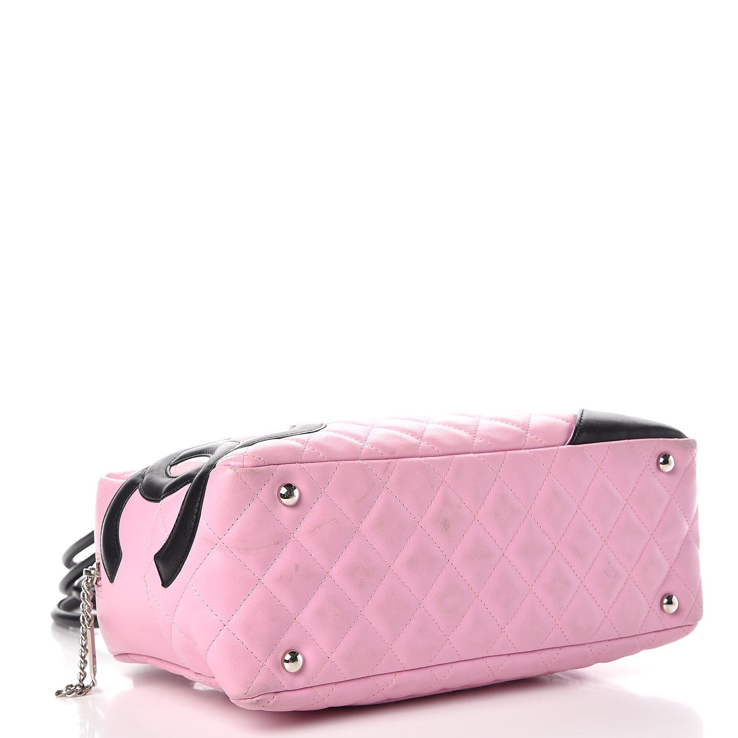 Calfskin Quilted Large Cambon Bowler Pink Black