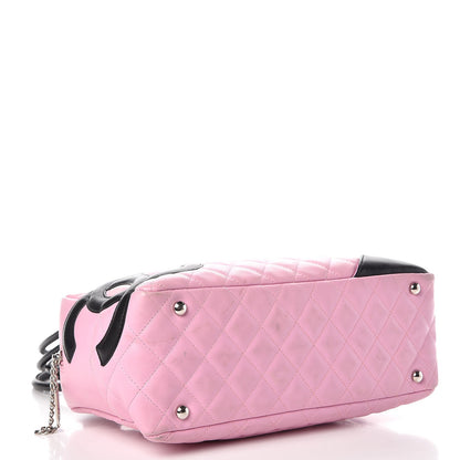 Chanel Calfskin Quilted Large Cambon Bowler Pink Black 4 of 14