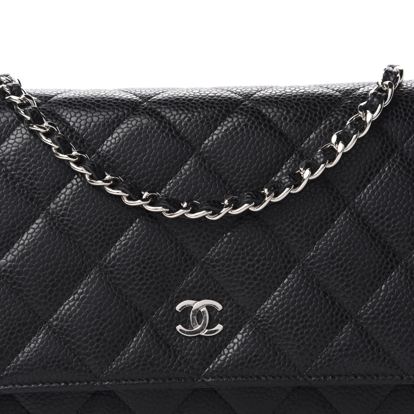 Caviar Quilted Wallet On Chain WOC Black
