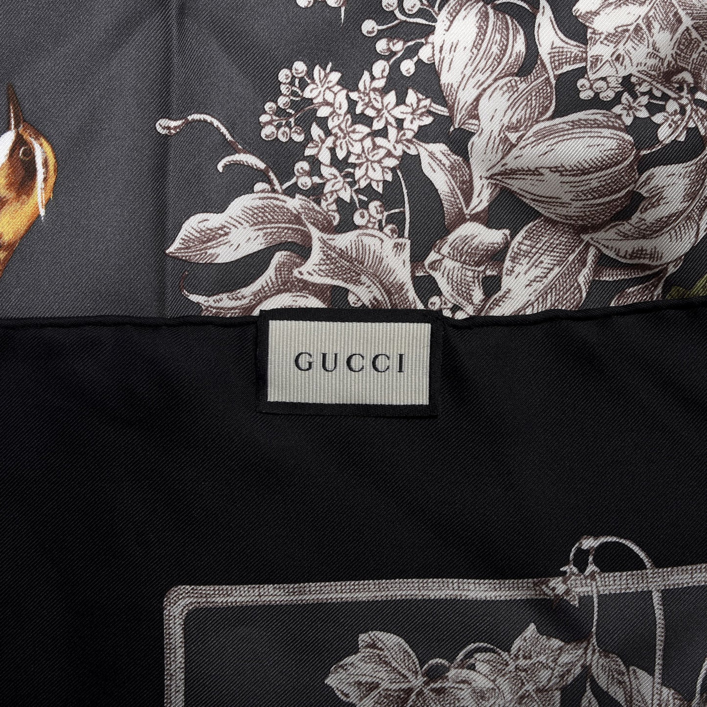 Silk Twill Wondergardenia Square Scarf Anthracite