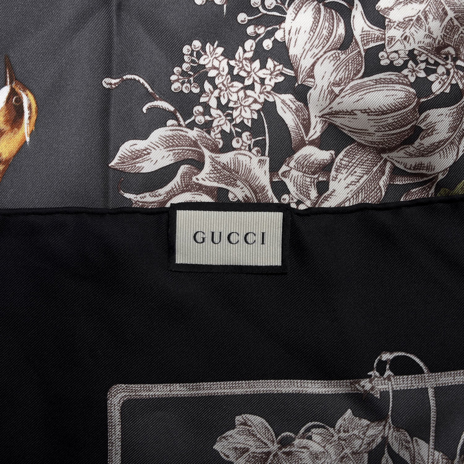 Gucci Silk Twill Wondergardenia Square Scarf Anthracite 4 of 4
