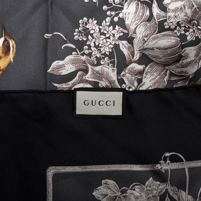 Gucci Silk Twill Wondergardenia Square Scarf Anthracite 4 of 4