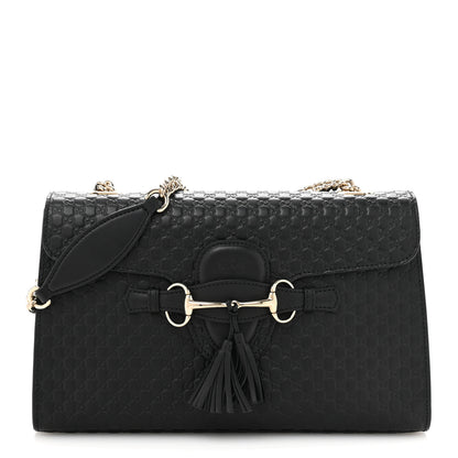 Gucci Microguccissima Medium Emily Chain Shoulder Bag Black 1 of 11