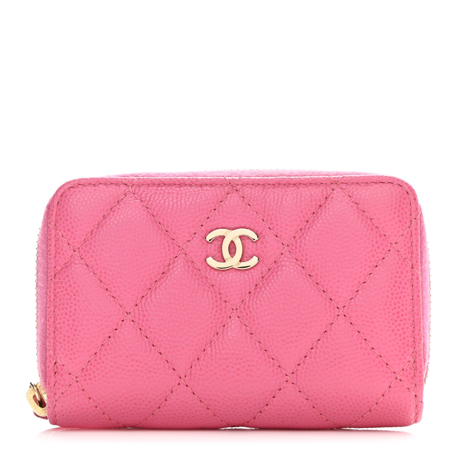 Chanel Caviar Quilted Zip Coin Purse Pink 1 of 8