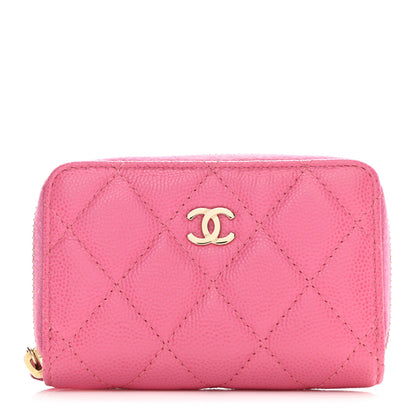 Chanel Caviar Quilted Zip Coin Purse Pink 1 of 8