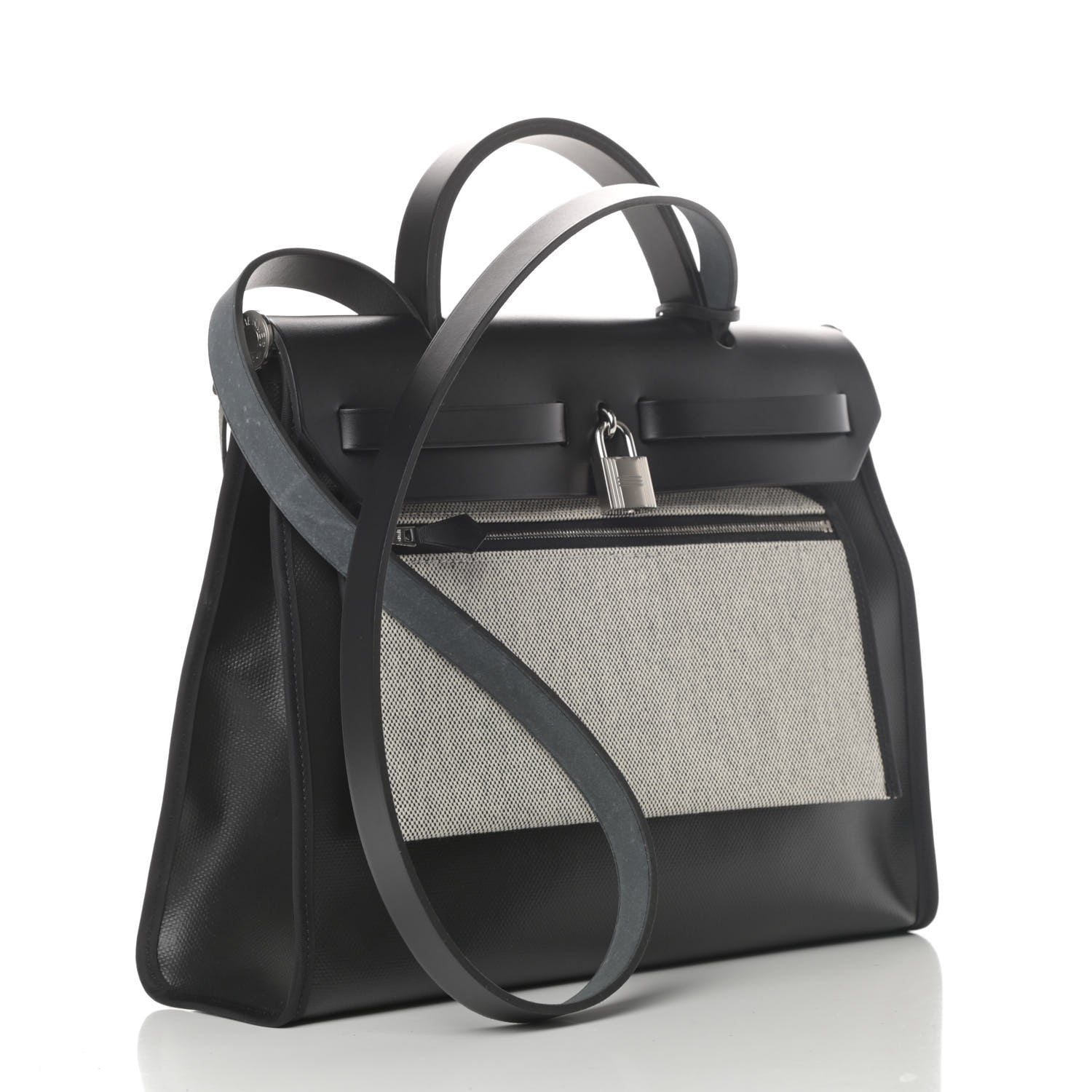 Hermes Toile H Berline Vache Hunter Herbag Zip PM 31 Black Ecru 4 of 13