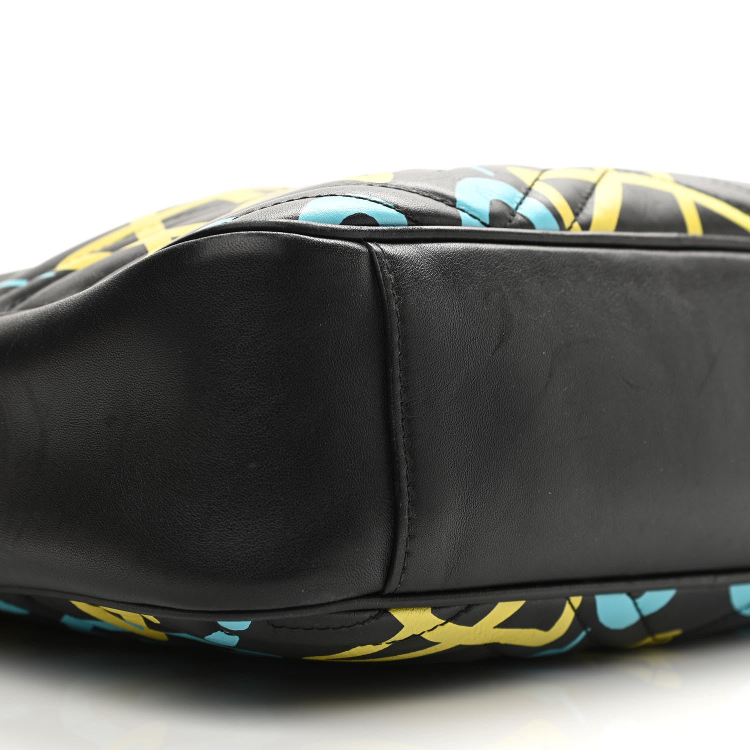 Gucci Calfskin Matelasse GucciGhost Medium GG Marmont Chain Shoulder Bag Black New Acquamarine 11 of 12