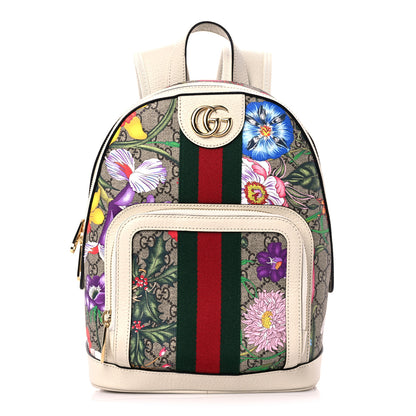 Gucci GG Supreme Monogram Flora Web Small Ophidia Day Backpack White 1 of 9
