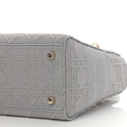 Christian Dior Canvas Embroidered Cannage Medium Lady D-Lite Gray 9 of 11