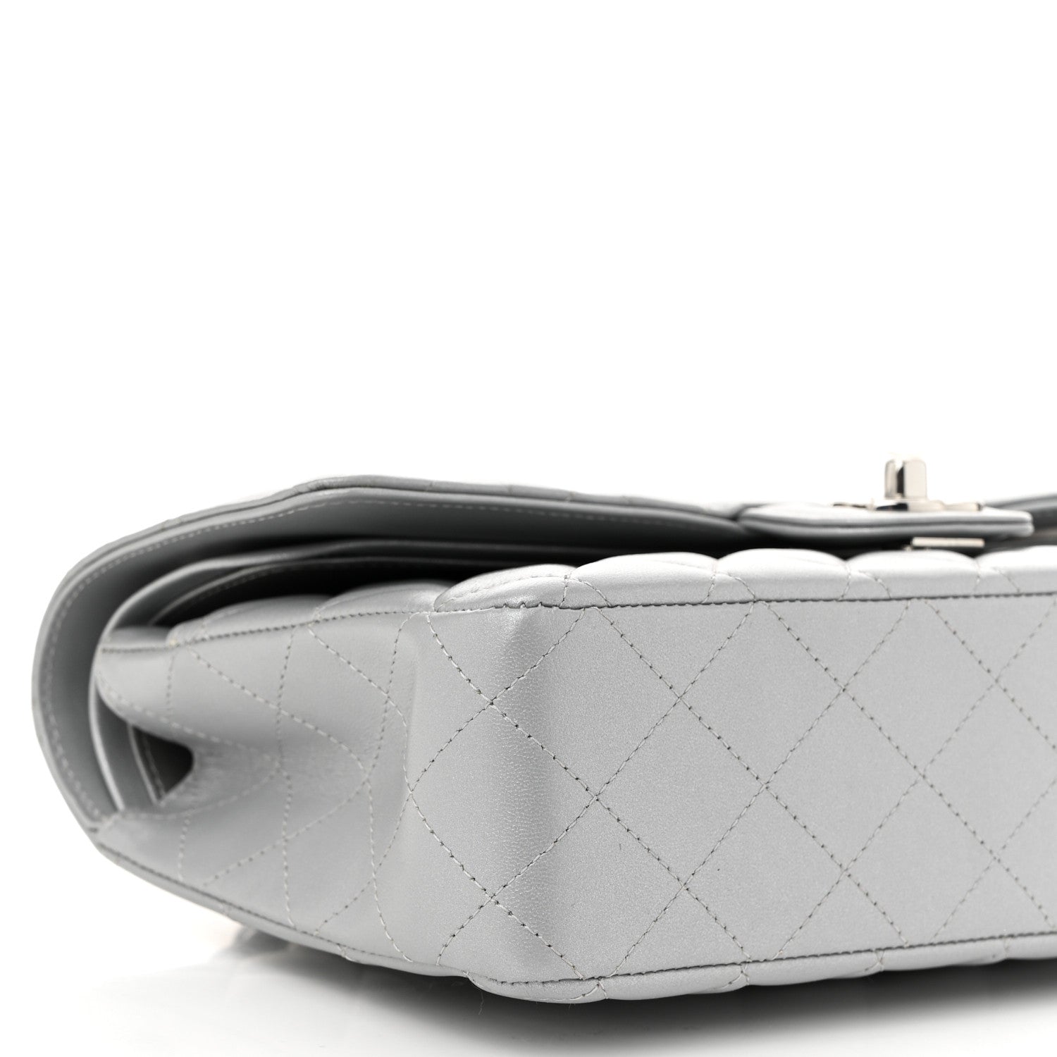 Chanel Iridescent Lambskin Quilted Medium Double Flap Grey 1626321