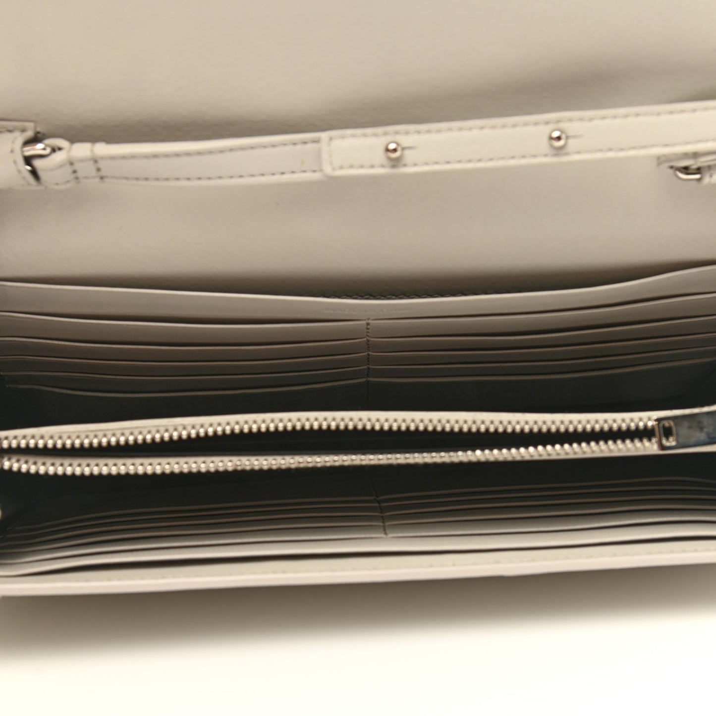 Calfskin Crocodile Embossed Monogram Chain Wallet Blanc Vintage
