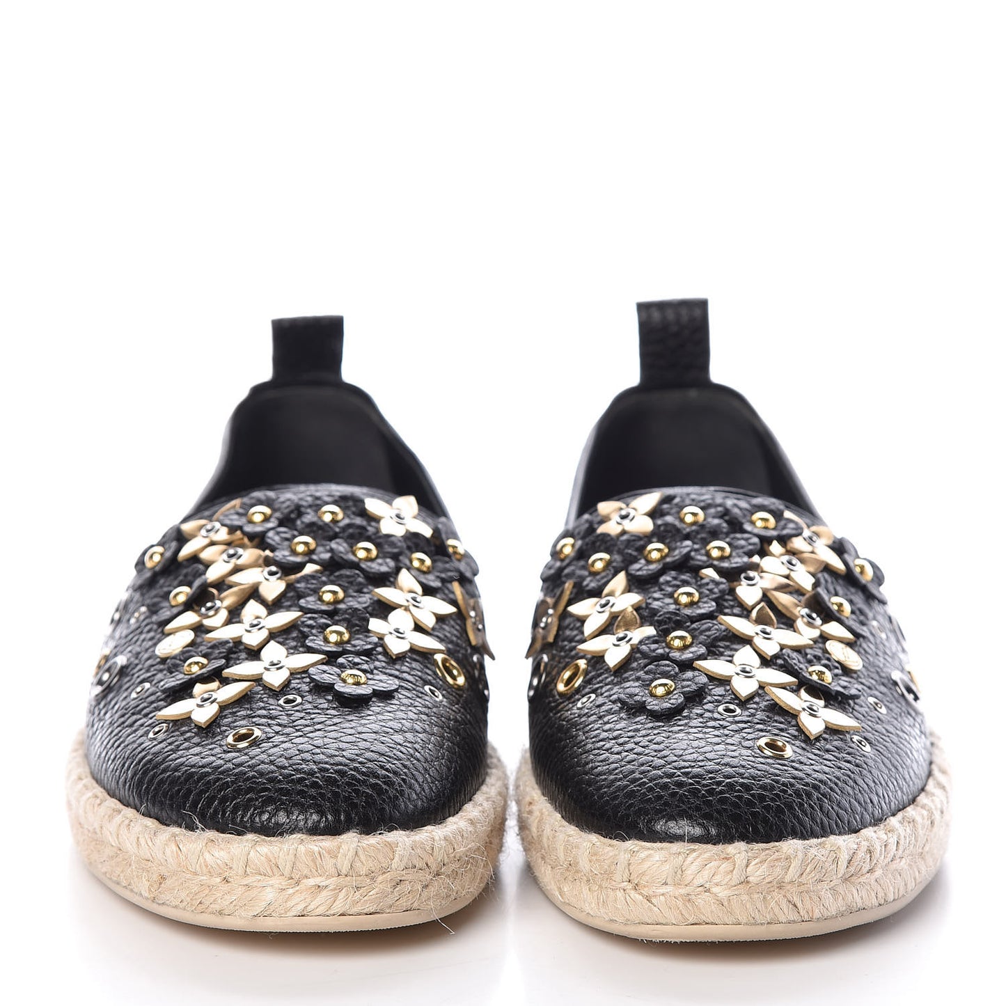 Calfskin Tropical Bloom Espadrille Flat 40 Black