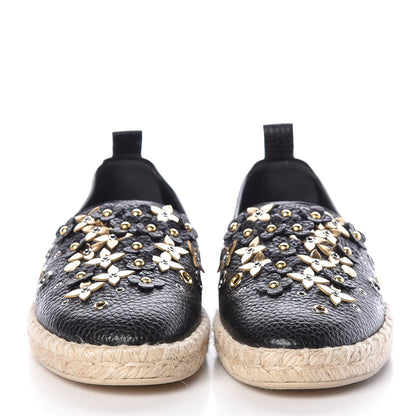 Louis Vuitton Calfskin Tropical Bloom Espadrille Flat 40 Black 2 of 8