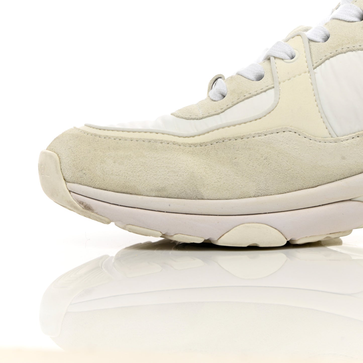 Suede Calfskin Fabric CC Sneakers 38 White