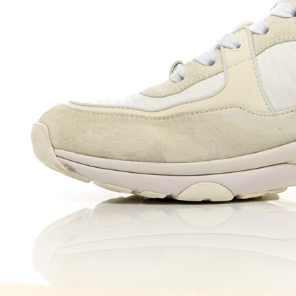 Chanel Suede Calfskin Fabric CC Sneakers 38 White 16 of 21