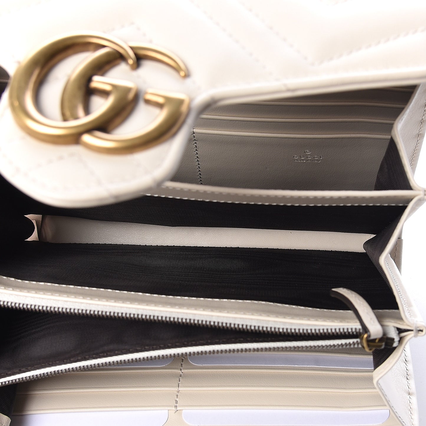 Calfskin Matelasse GG Marmont Chain Wallet Mystic White