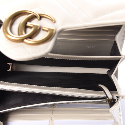 Gucci Calfskin Matelasse GG Marmont Chain Wallet Mystic White 5 of 10