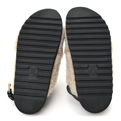 Louis Vuitton Shearling Paseo Sandals 37 Black 6 of 8