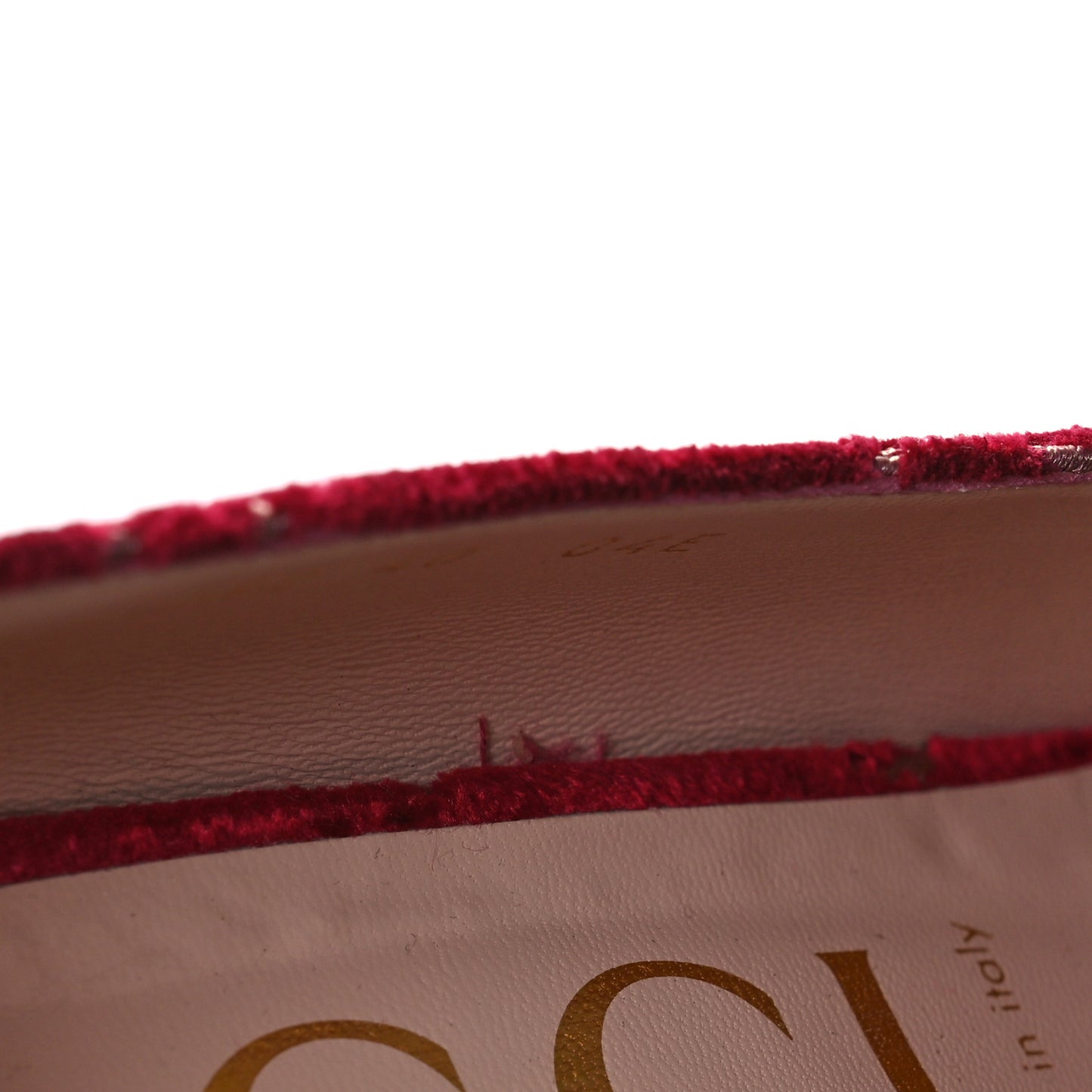 Velvet GG Monogram Sylvie Web Chain Mid Heel Loafers 40 Red Cipria
