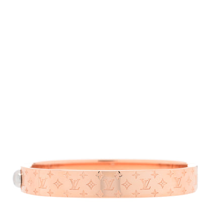 Louis Vuitton Brass Monogram Nanogram Cuff S Pink Gold 1 of 5