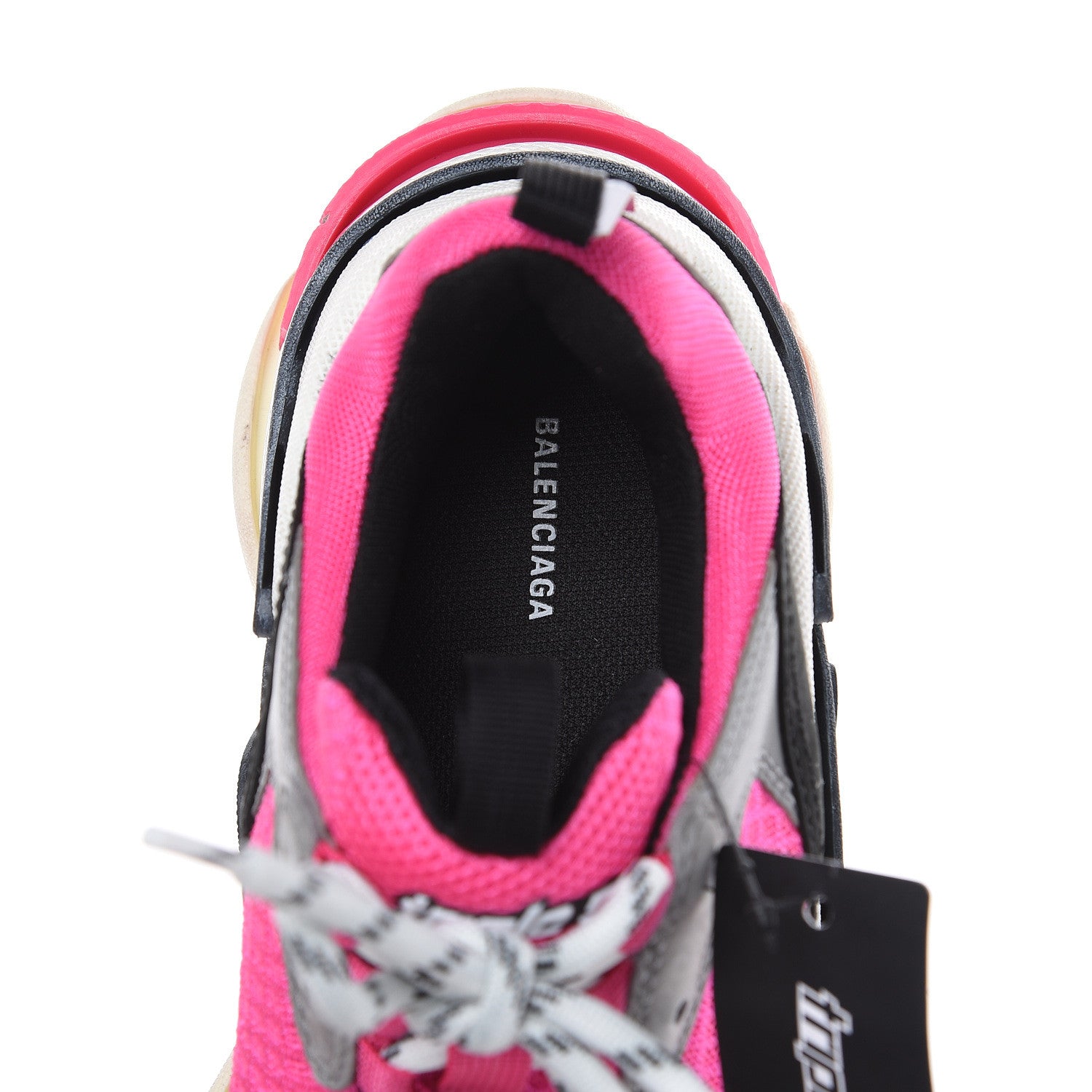 Balenciaga Fabric Mesh Womens Triple S Sneakers 39 Fluo Pink Grey White 6 of 8