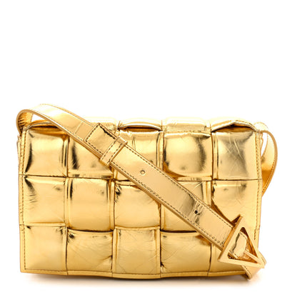 Bottega Veneta Mirror Lambskin Maxi Intreccio Padded Cassette Crossbody Bag Gold 1 of 10