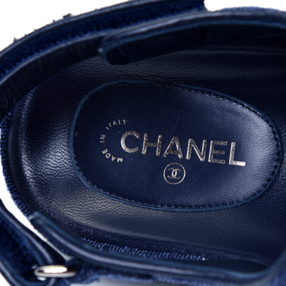 Chanel Velvet Velcro Dad Sandals 40 Blue 9 of 10