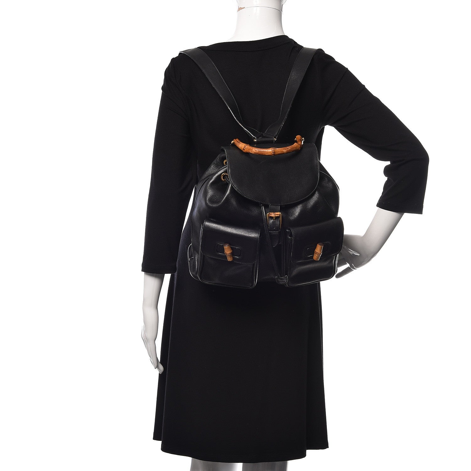 Gucci Calfskin Bamboo Backpack Black 2 of 22