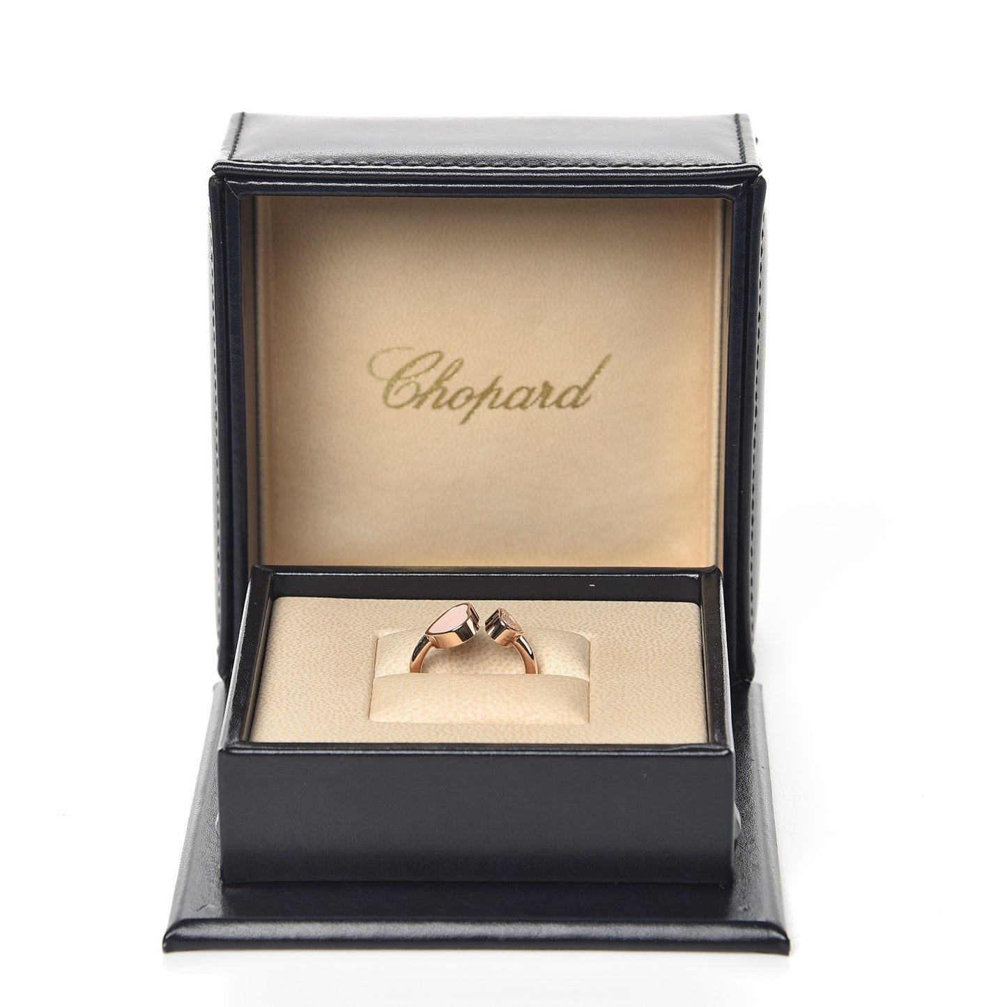 18K Rose Gold Rose Stone Diamond Happy Hearts Ring 52 6