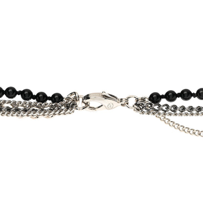 Chanel Metal Crystal Baguette Beaded CC Multi Strand Long Necklace Silver Black 6 of 6