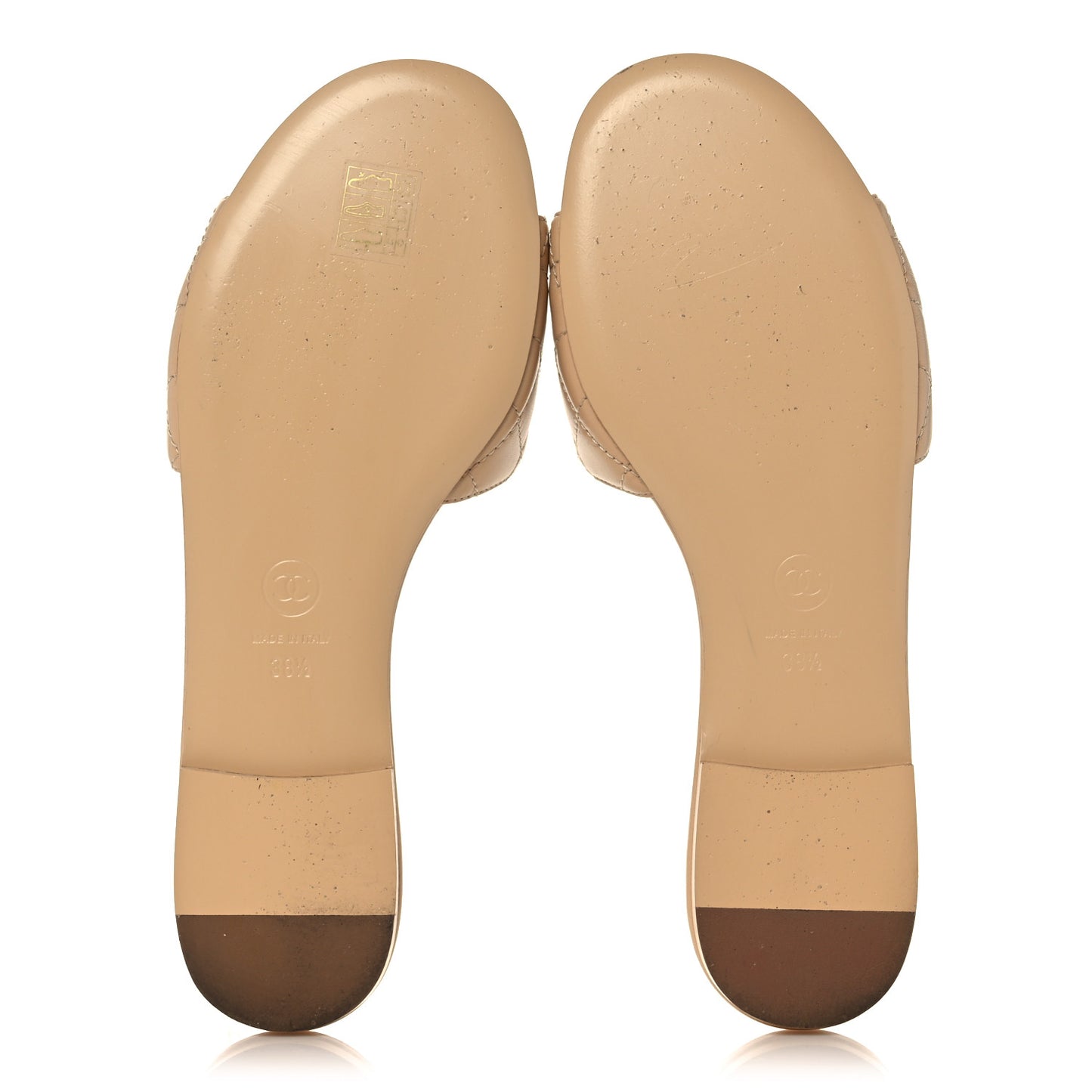 Lambskin Quilted CC Turnlock Sandals 38.5 Beige