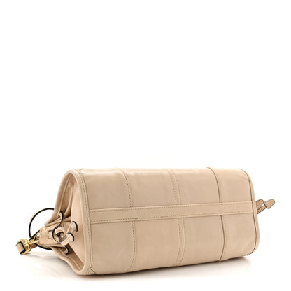 Prada Glossy Calfskin Triangle Small Bonnie Shoulder Bag Travertine 4 of 10