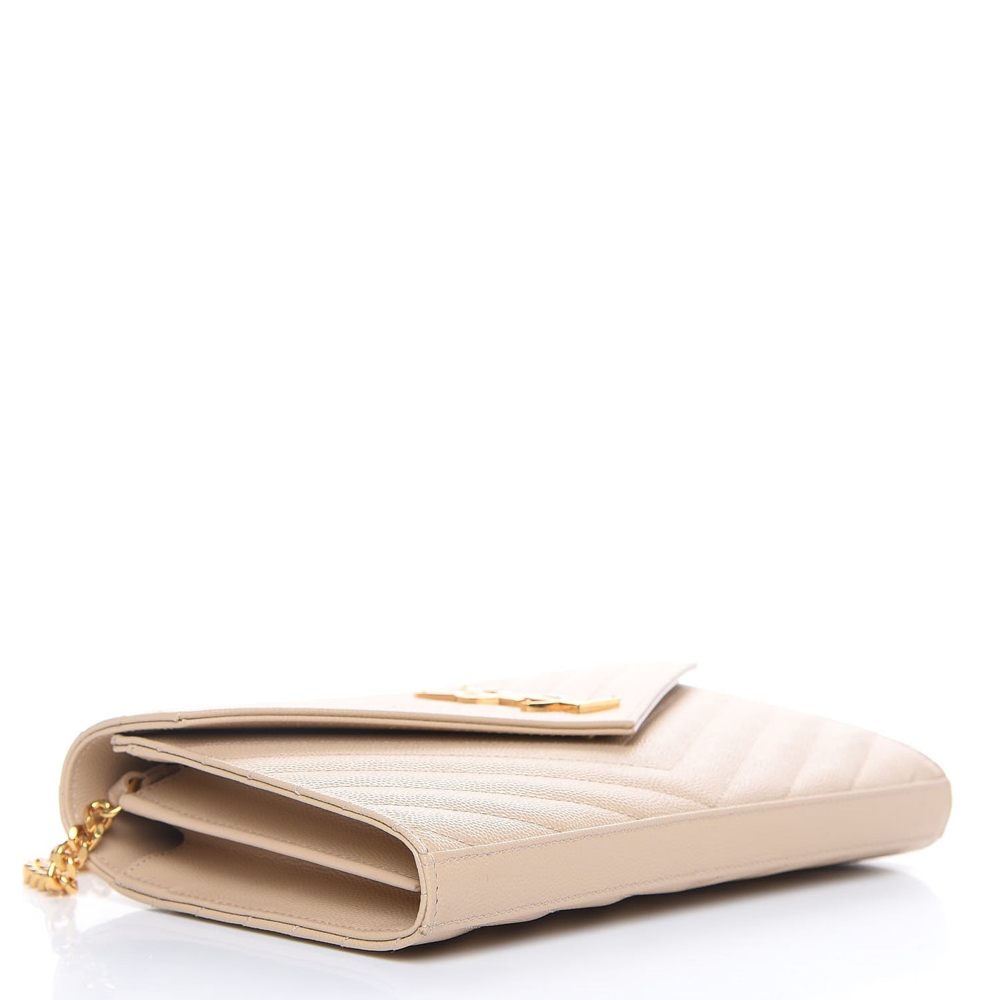 Grain De Poudre Matelasse Chevron Monogram Chain Wallet Nude Powder