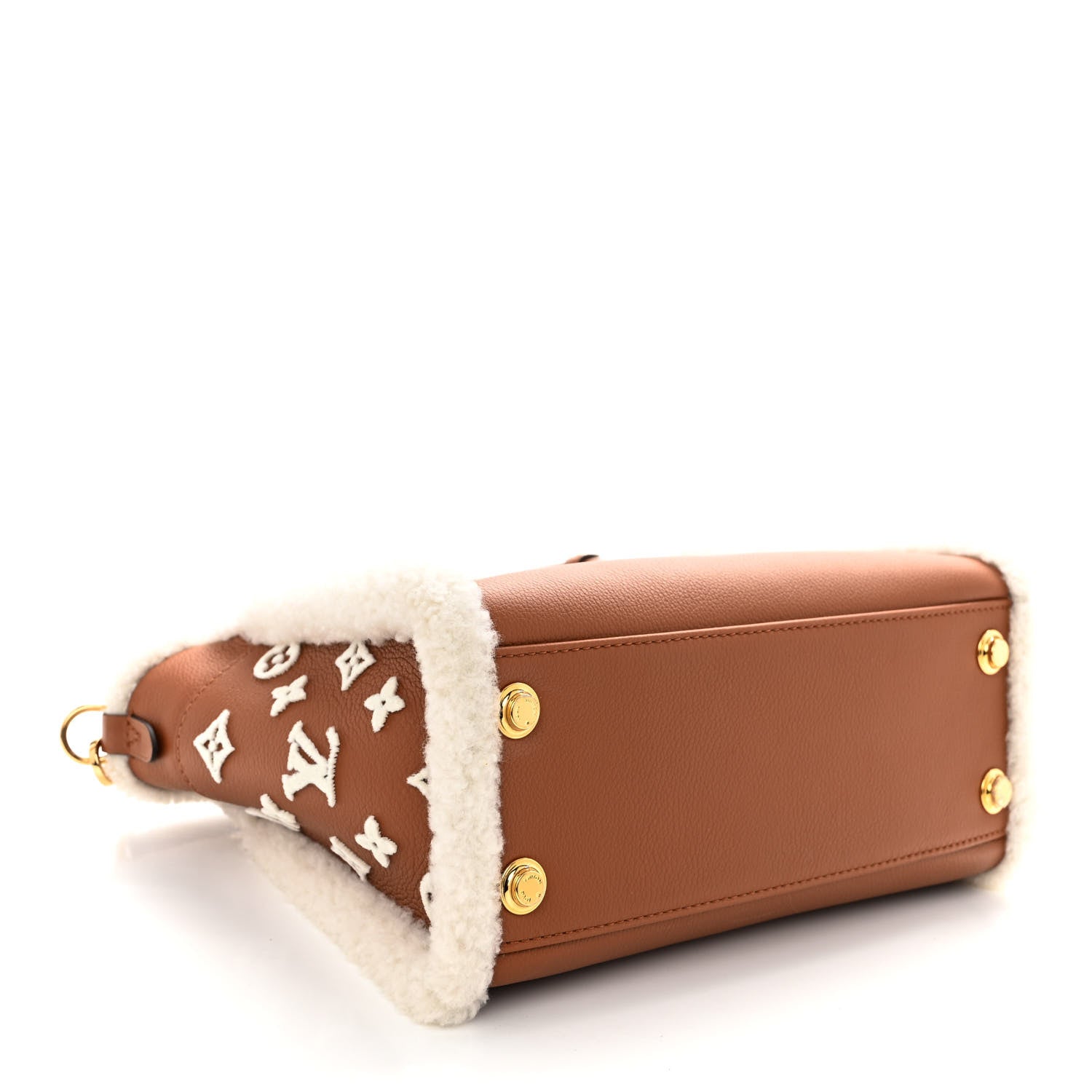 Louis Vuitton Grained Calfskin Shearling On My Side PM Caramel 4 of 9