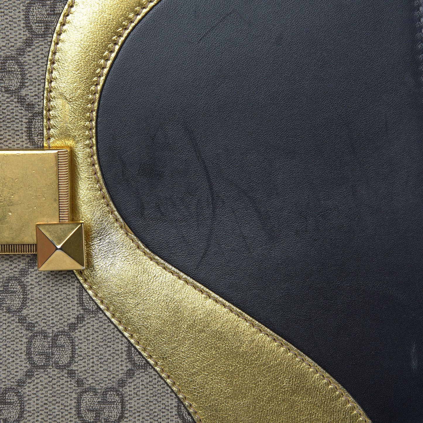 Nappa GG Supreme Monogram Medium Osiride Top Handle Bag Black Oro Vecchio Beige Ebony