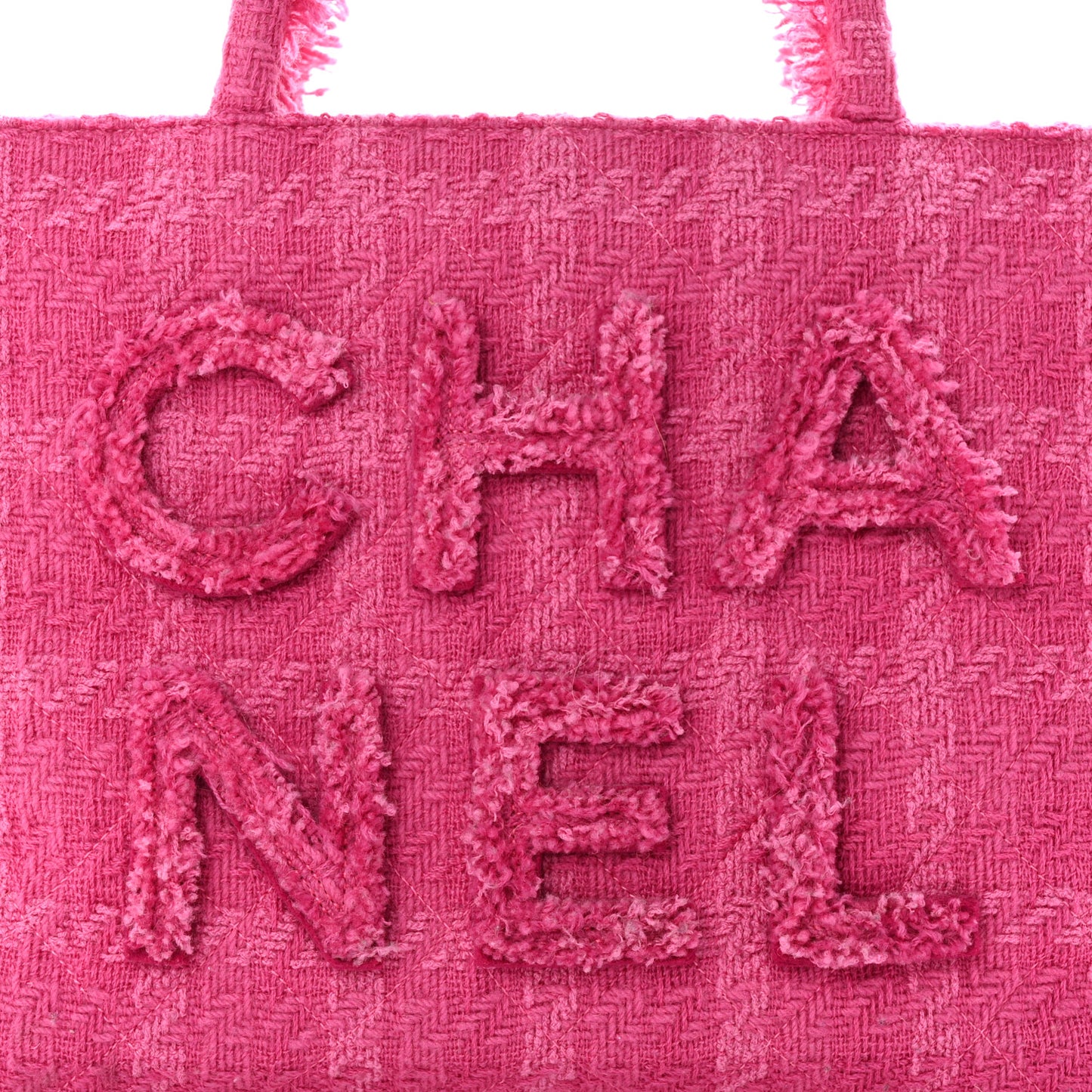 Wool Tweed Large Zipped Shopping Tote Pink