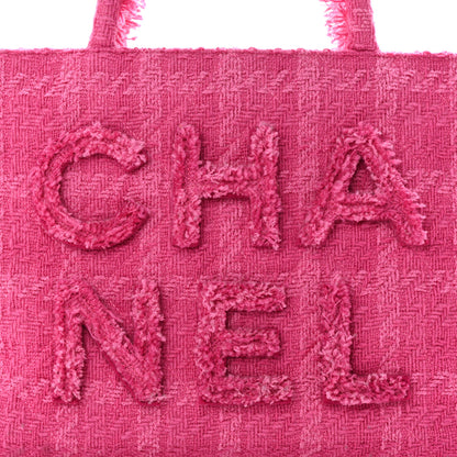 Chanel Wool Tweed Large Zipped Shopping Tote Pink 8 of 10
