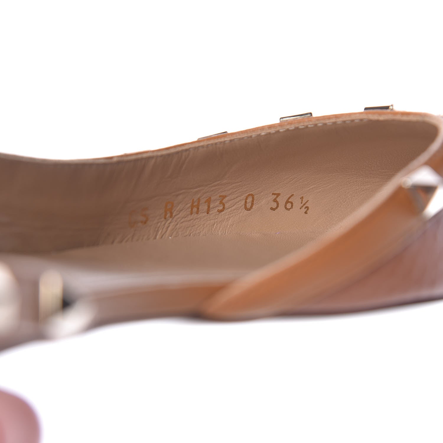 Valentino Garavani Pebbled Calfskin Rockstud Slingback Flats 36.5 Cuoio 8 of 10