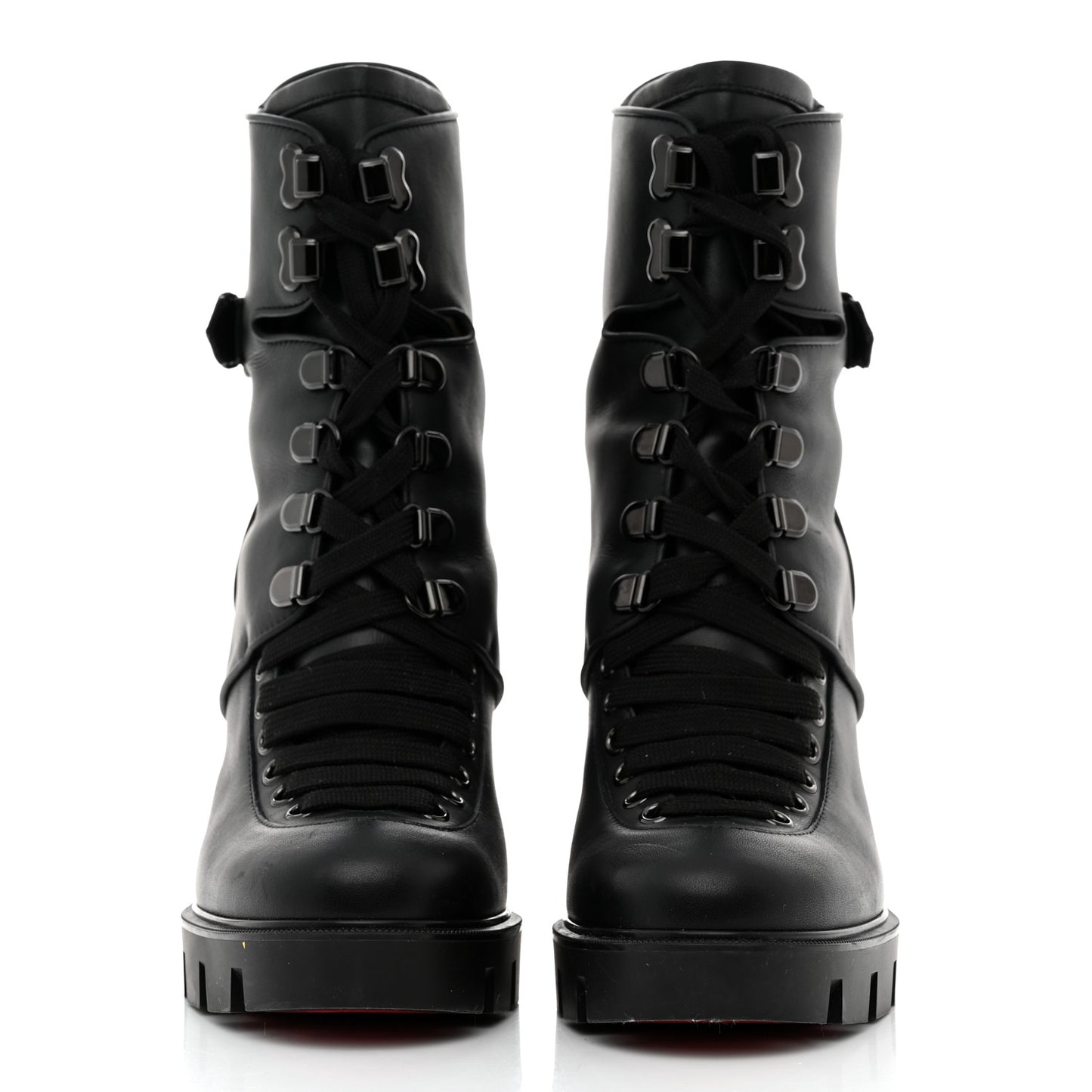 Calfskin Macademia 100 Biker Platform Boots 38 Black