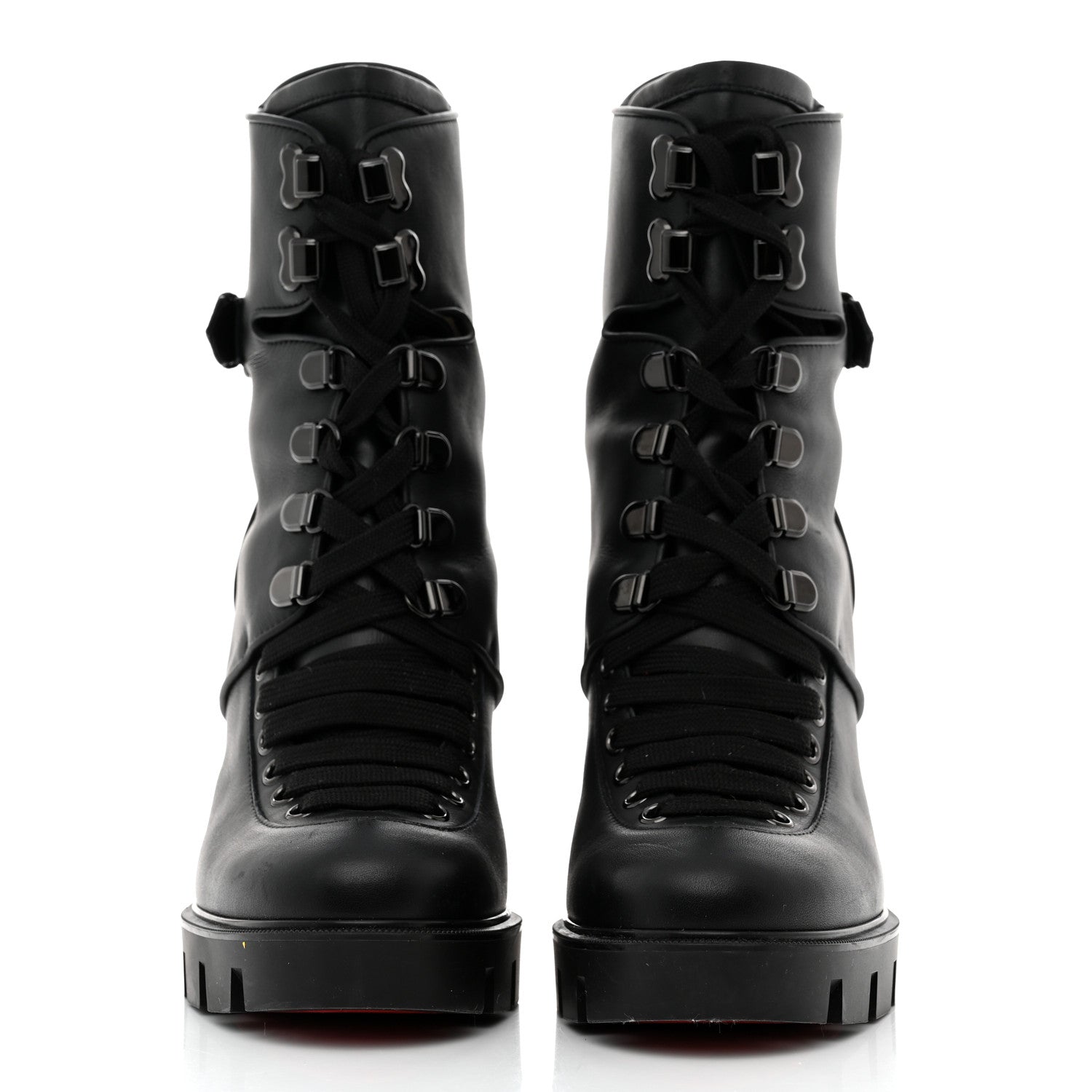 Christian Louboutin Calfskin Macademia 100 Biker Platform Boots 38 Black 2 of 8