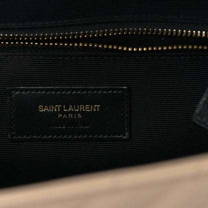 Saint Laurent Grain De Poudre Matelasse Chevron Large Monogram Satchel Dark Beige 6 of 9