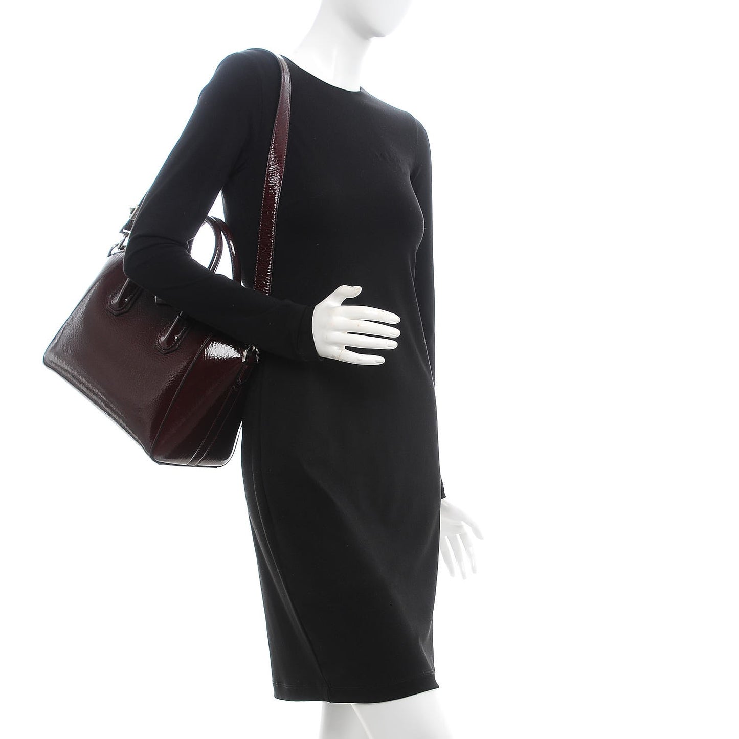 Crinkled Patent Calfskin Small Antigona Aubergine