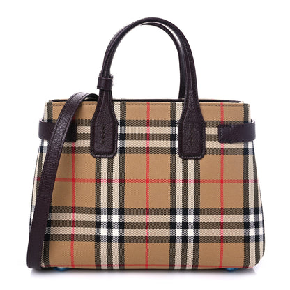 Burberry Goatskin Vintage Check Small Banner Tote Deep Claret 2 of 15