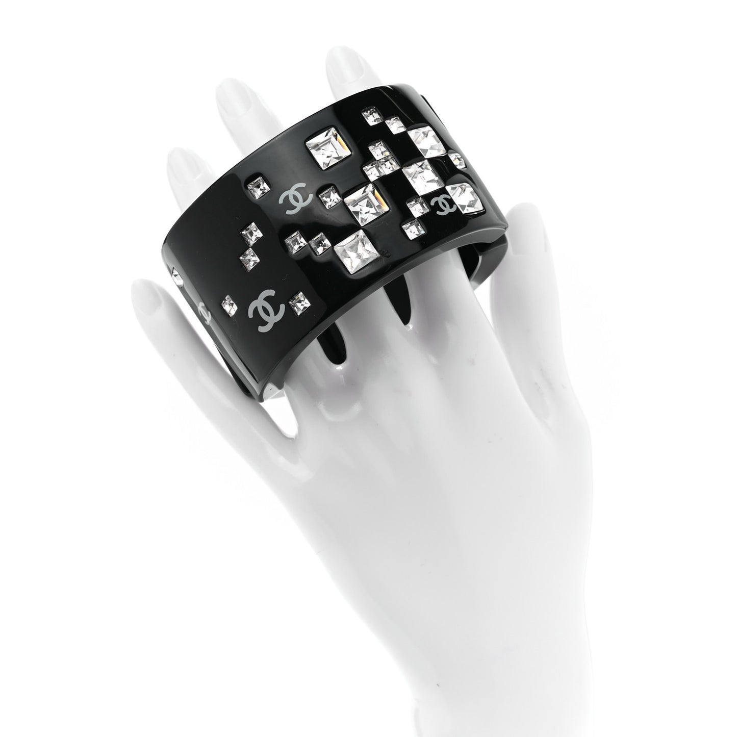Resin Baguette Crystal CC Cuff Black