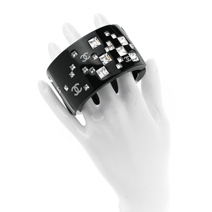 Chanel Resin Baguette Crystal CC Cuff Black 2 of 6