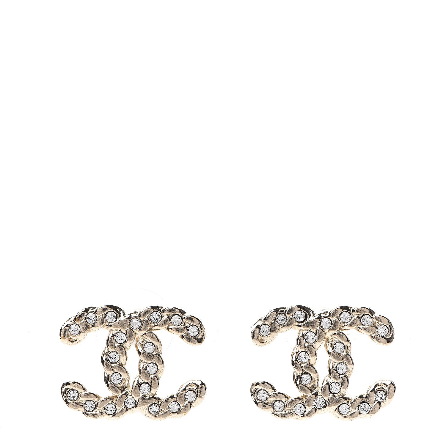 Chanel Crystal Pearls Coronation CC Earrings Gold 1 of 6